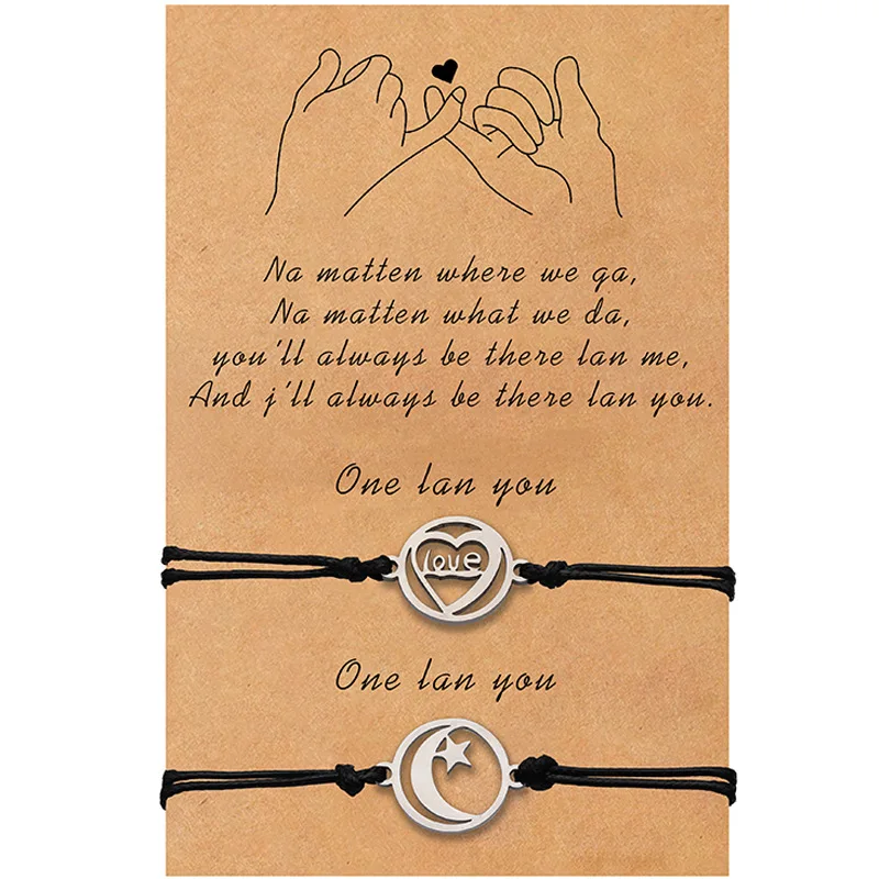 Браслеты Pinky с сочетанием расстояния, браслеты для лучших друзей, пар, девочек-подростков, луна, звезда, браслет с отверстиями в форме сердца, ювелирные изделия дружбы