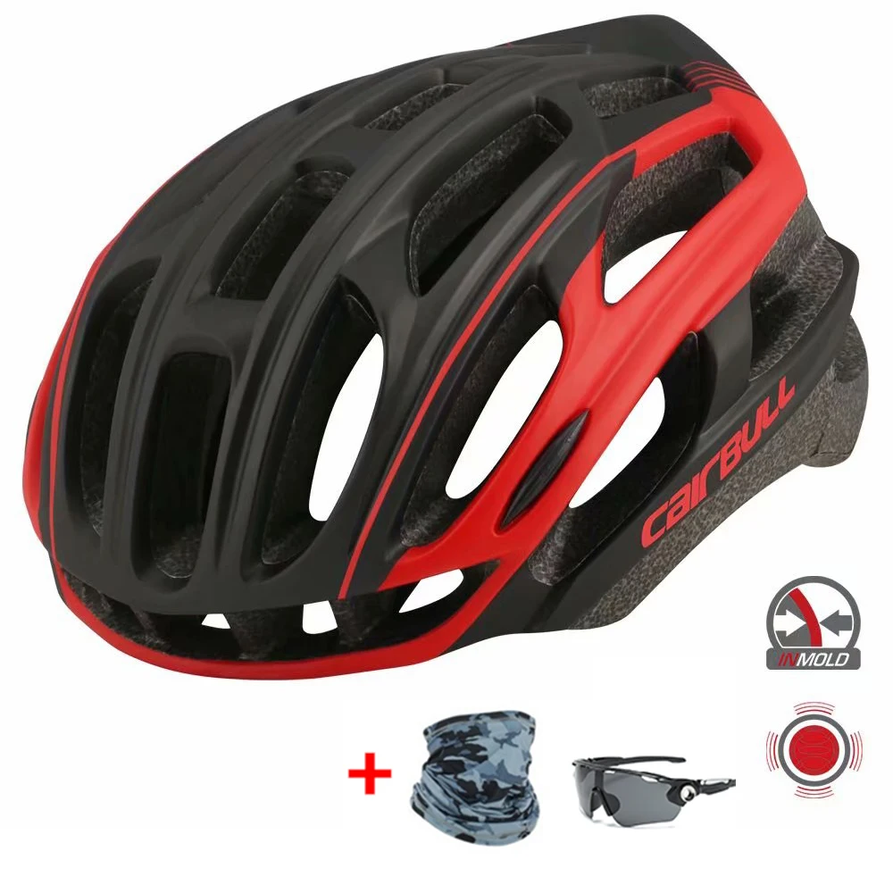 

CAIRBULL Safety Night Riding Helmet With Tail Lights Integrally-Molded for Road/mountain Bike Racing Ultralight Cycling Helmets