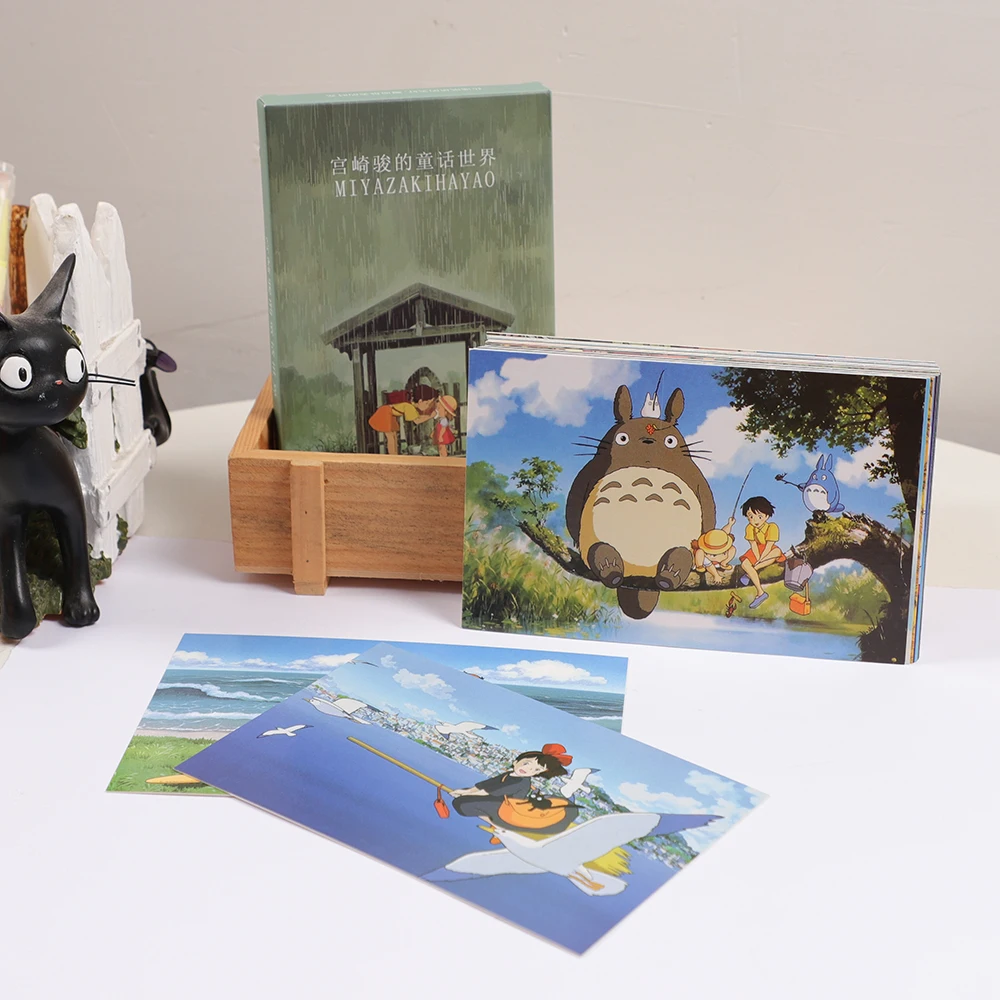 

30Sheets Kawaii Japanese Hayao Miyazaki Greeting Card Totoro Postcard Birthday Gift Card Message Card Letter Envelope Card