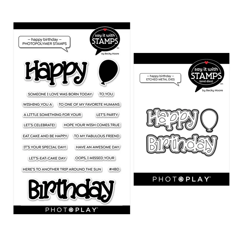 February Newest 2023 Happy Birthday Sentiments Clear Stamps Set Scrapbooking Cutting Dies Frames Card Craft