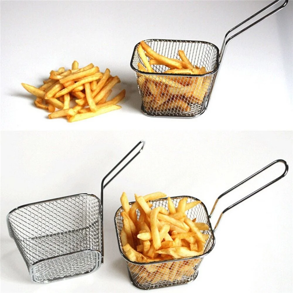 S Basket Net Mesh Fries Chip Kitchen Tool Stainless Steel Fr
