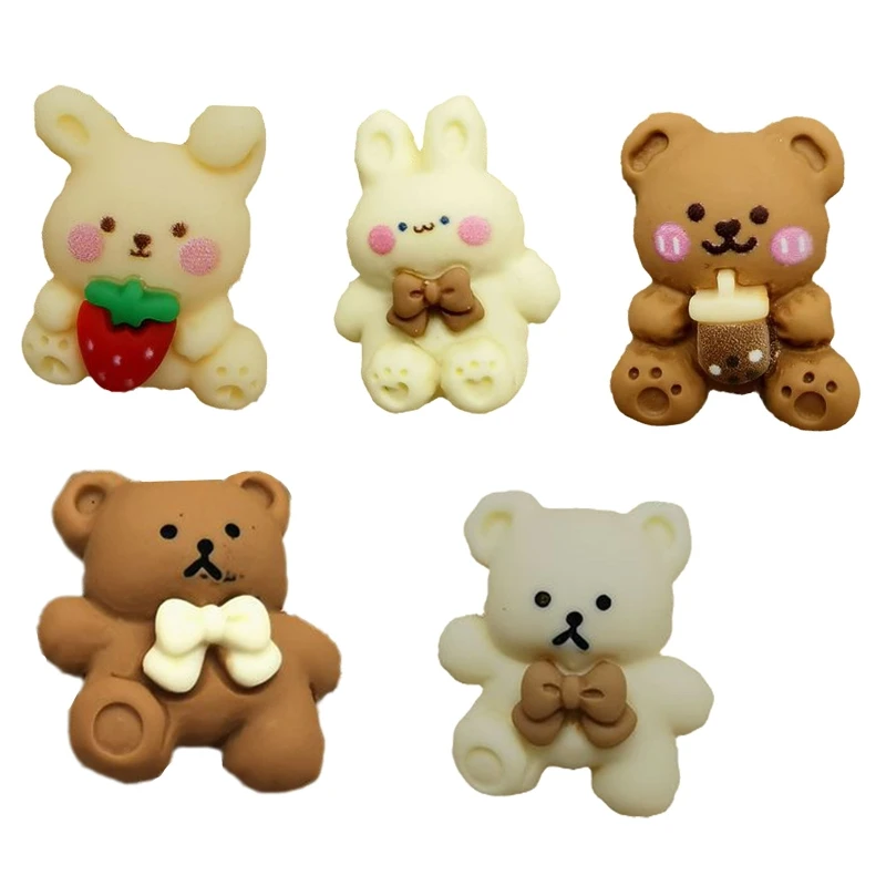 

Бусины с плоским основанием в виде медведя и кролика, 20 шт.