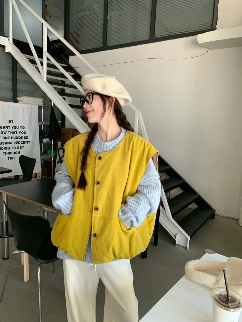 Японский модный вельветовый жилет в стиле ретро верхняя одежда женский