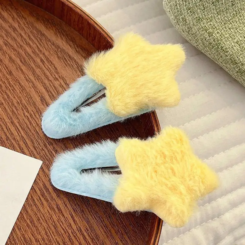 10 шт. милые заколки для волос со звездами аксессуары плюшевый головной убор