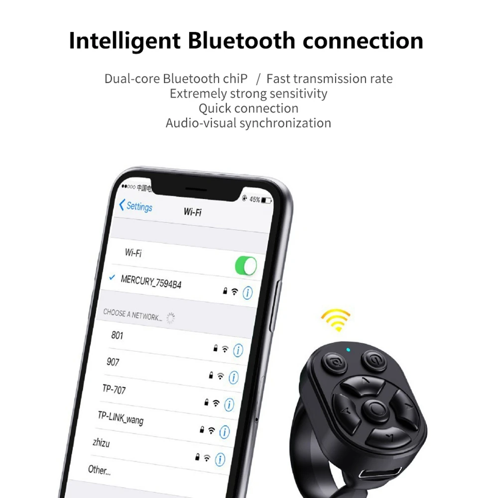 Фото Xiaomi Blutooth пульт дистанционного управления для Tiktok прокрутки пальцев пульт дистанционного управления мобильного телефона видео пульт дистанционного управления селфи камера контроллер №2