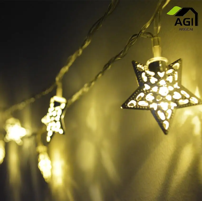 

5M 20 led iron Hollow star Fairy string lights,party,indoor, baby room, Patio,Wedding, christmas decor, warm white