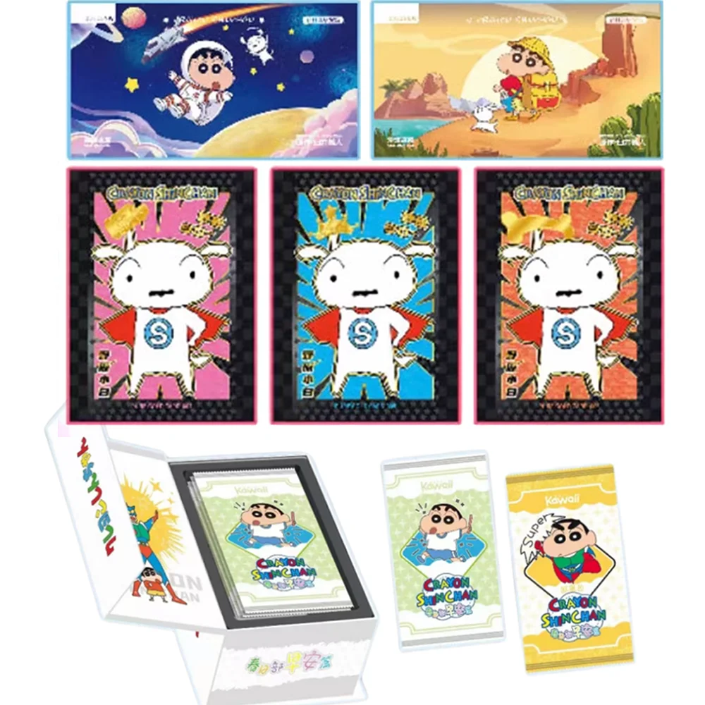 

Crayon Shin-chan Anime Kawaii Kasukabe Good Morning Nohara Shinnosuke Shiro Collection Cards Limited Edition Cards Kids Toy Gift