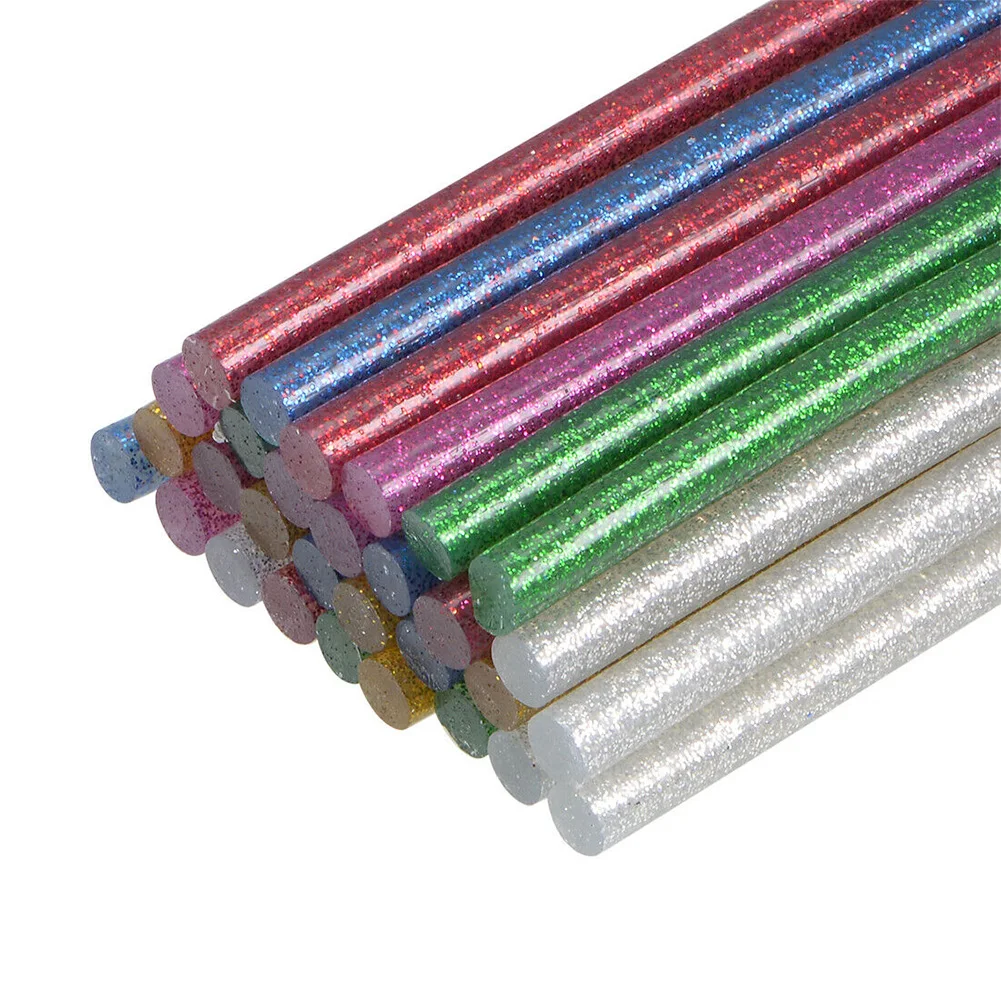 

30Pcs Hot Melt Glue Sticks 7mm Adhesive Assorted Glitter Glue Sticks Colored Hot Melt Glue Repair For Electric Glue Gun Craft