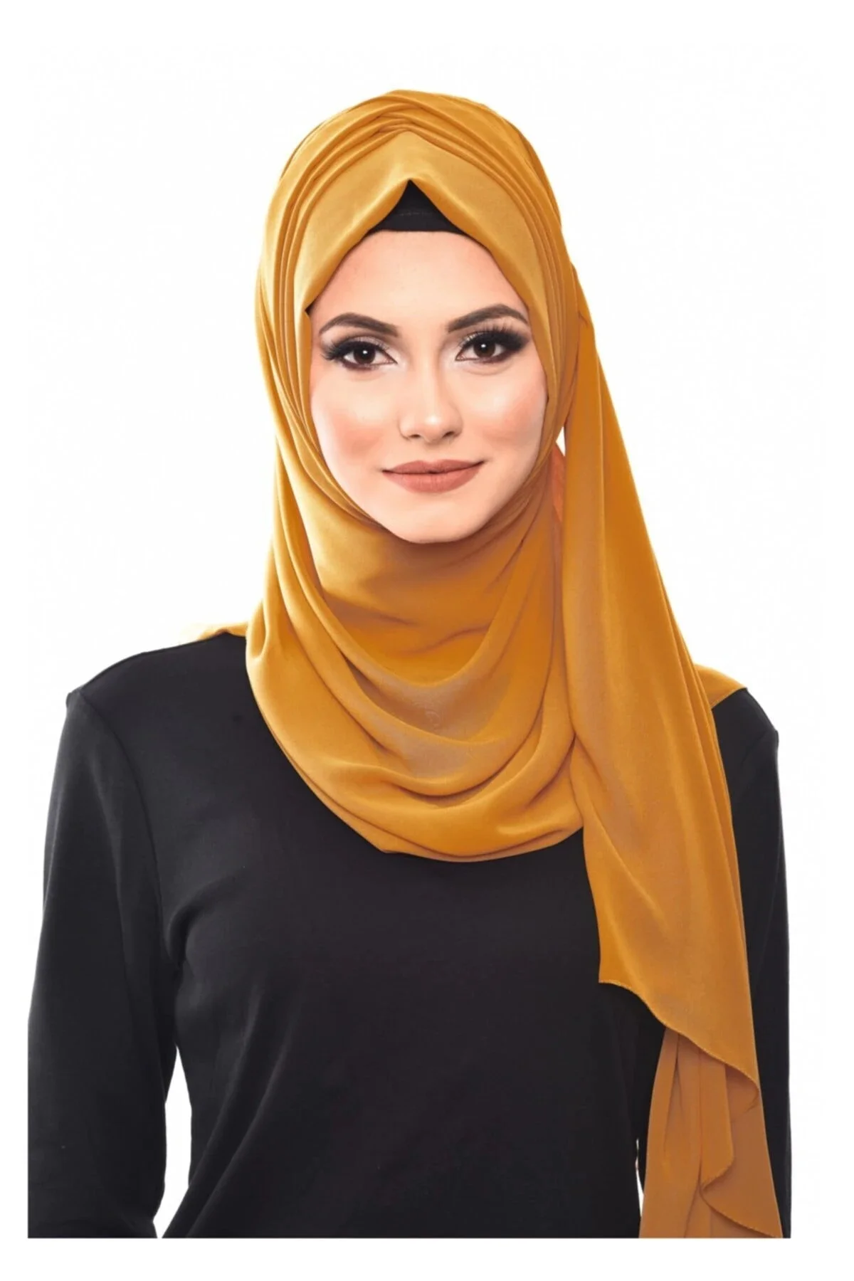 

2021 New Season Turkey-India Hrrem Mustard Color Draped Practical Scarf Shawl Islamic Hijab Muslim Hijab Luxury Fashion Hijab for Women Stylish and Elegant Design
