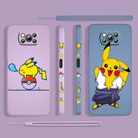 anime cute pikachu cartoon for xiaomi poco x3 nfc f3 gt m4 m3 m2 pro c3 x2 11 ultra silicone liquid left rope phone case fundas