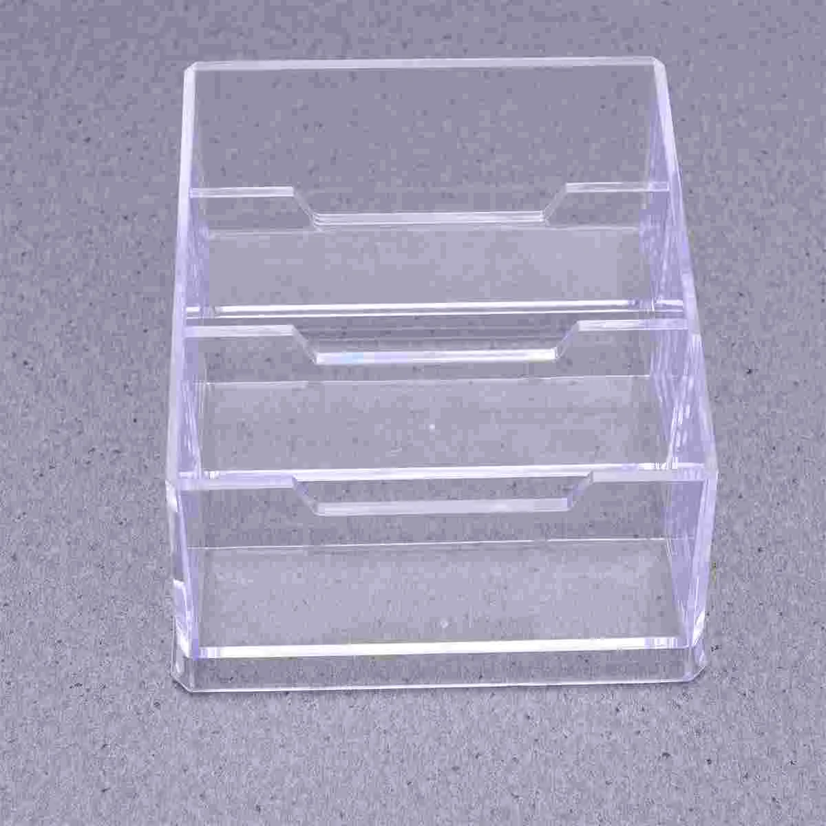 

1Pc Transparent Acrylic Storage Containers Creative Desktop Cards Storage Case Office Supplies (Three Lattice)