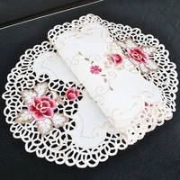 oval country style floral embroidered lace tablecloth table mat decor 4085cm satin fabric table decoration kitchen accessories