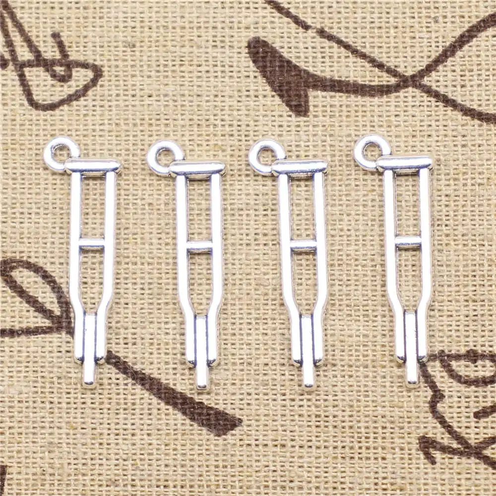 

Crutches Charm For Making Jewelry Pendant For Jewelri Car Accessori 10X32mm Antique Silver Color 10 Pieces