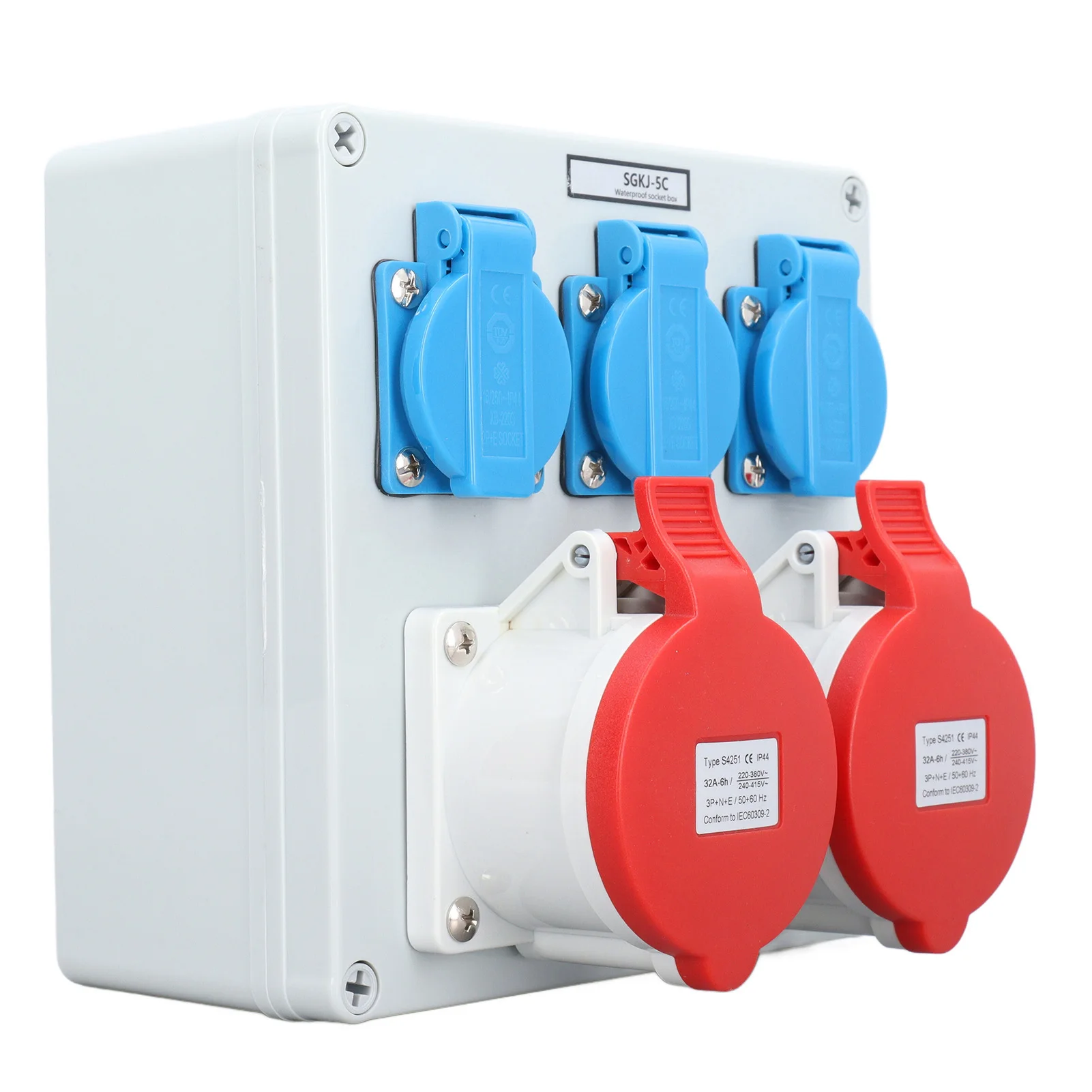 Электрическая розетка 3 шт. 16A 250V EU Outlet 2 32A 5-контактная CEE IP44 Водонепроницаемая