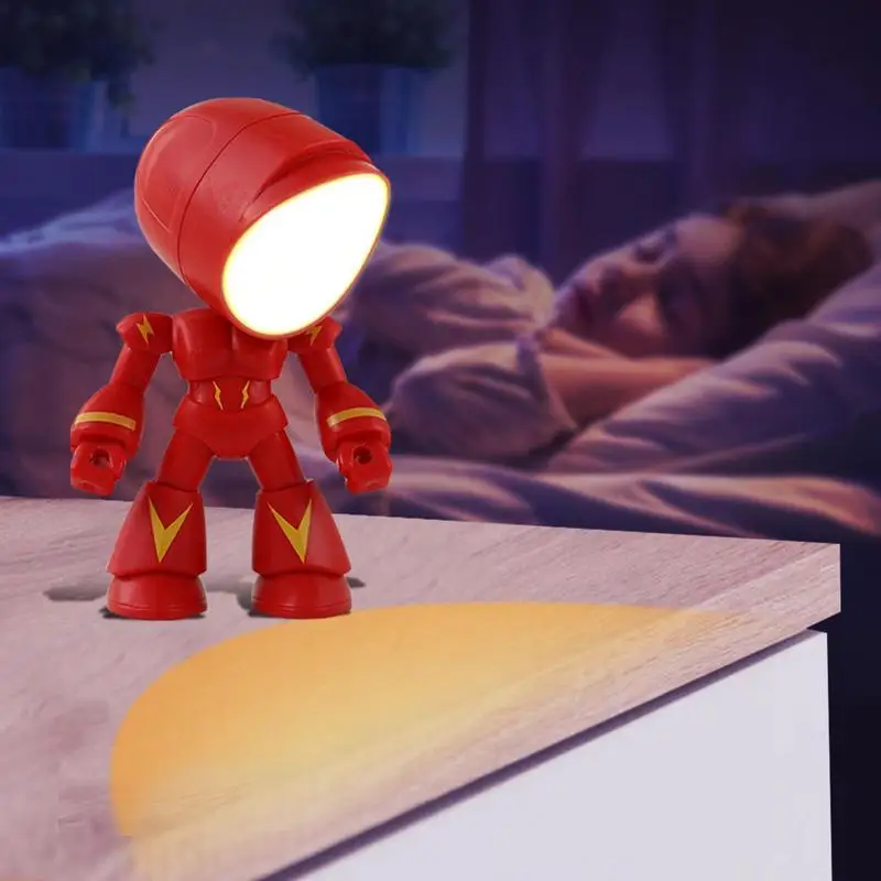 

Mini Night Light LED Robot Lamp Desk Lamp Magnet Battery Operated LED Nightlight Reading Table Light Birthday Gift Room Decor