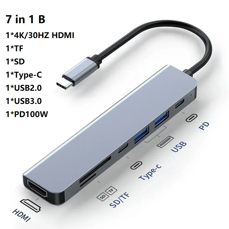 Совместим с док-станцией USB 3.0 2.0 TypeCPDC зарядкой концентратором Rankman C до 4K