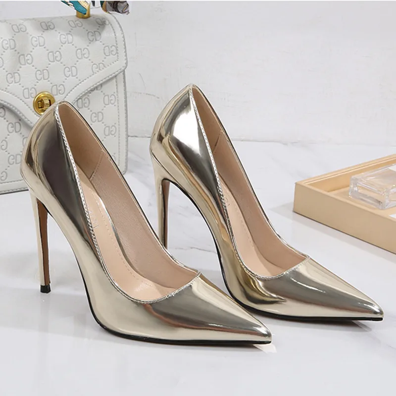 Size 44 45 46 Pumps For Women Party Shoes 2023 Solid Fashion Club Heeled Shoes Pointed-toe Sexy Woman Thin 12cm High Heels Shoes