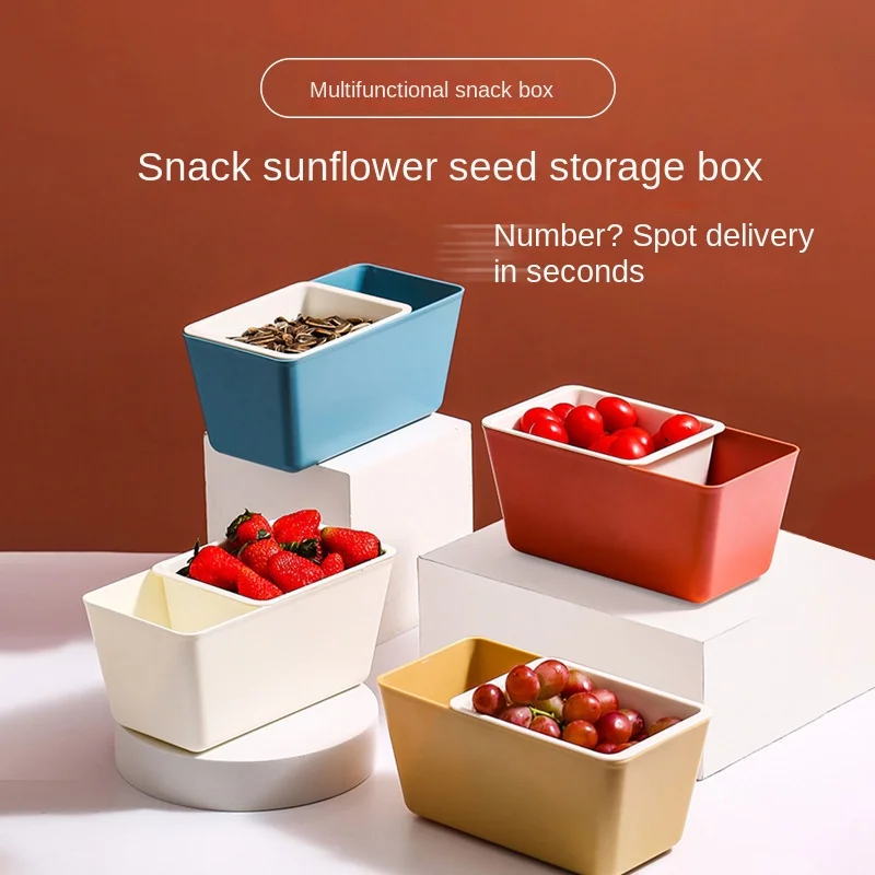 Multifunctional Plastic Double Layer Dry Fruit Containers Snacks Seeds Holder Desktops Plate Dish Organizer Storage Box Garbage