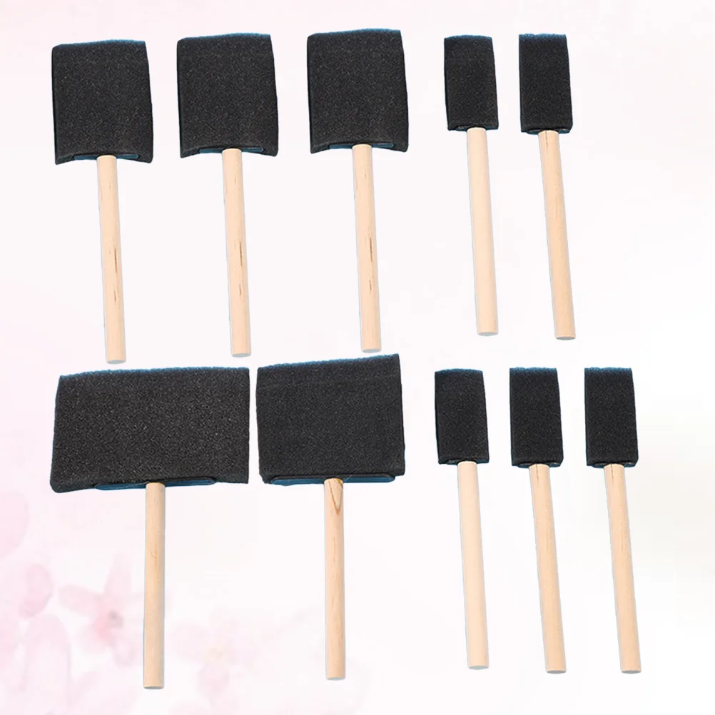 

10pcs Sponge Brush Wood Handle Paint Brush Lightweight Durable and Used for Acrylics Stains Varnishes Crafts Art
