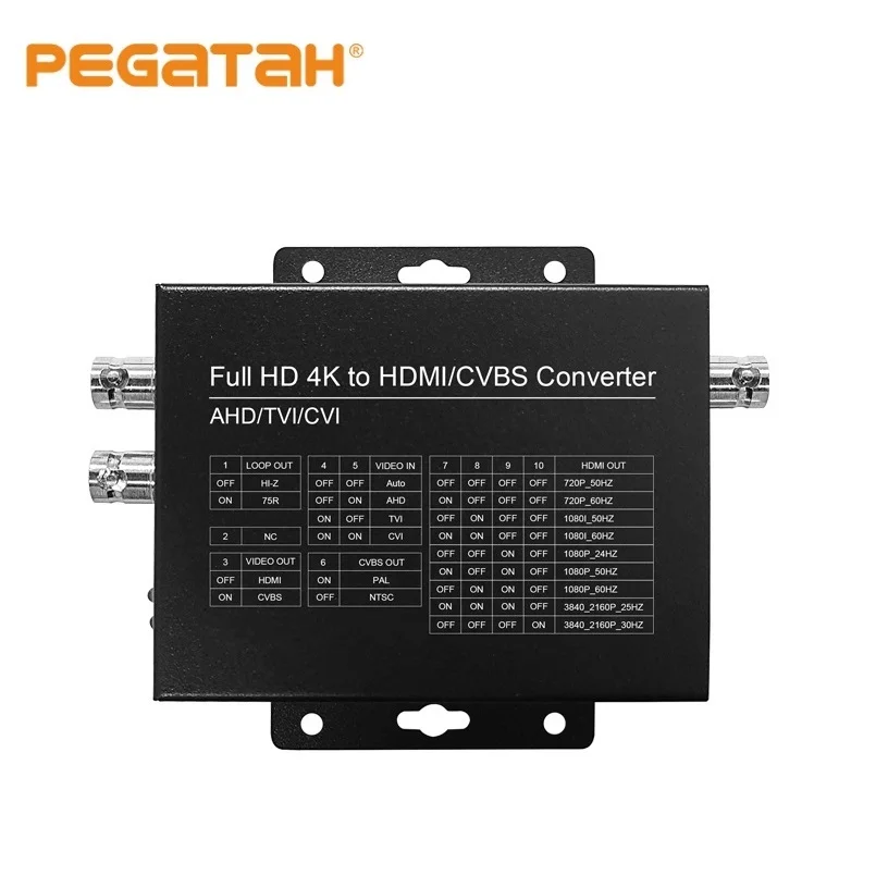 PEGATAH 4K/8MP HD Video Converter  CVI/TVI/AHD/CVBS To HDM/CVBS Video Adapter Converter Support 8MP AHD/TVI/CVI HDM Output 30fps