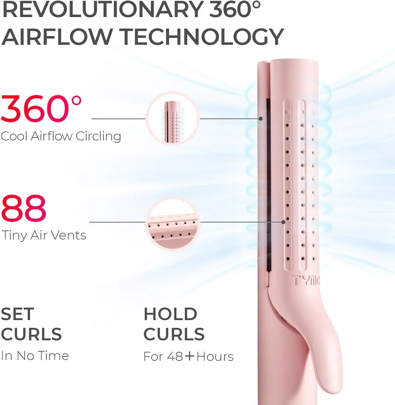 Плойка с воздушным потоком для длительных локонов — керамическая утюжок