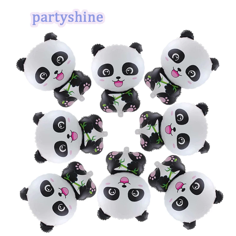 

8pcs Cartoon Panda Shaped Foil Balloons Panda Party Supplies Happy Birthday Panda Balloons Theme Birthday Party Decors
