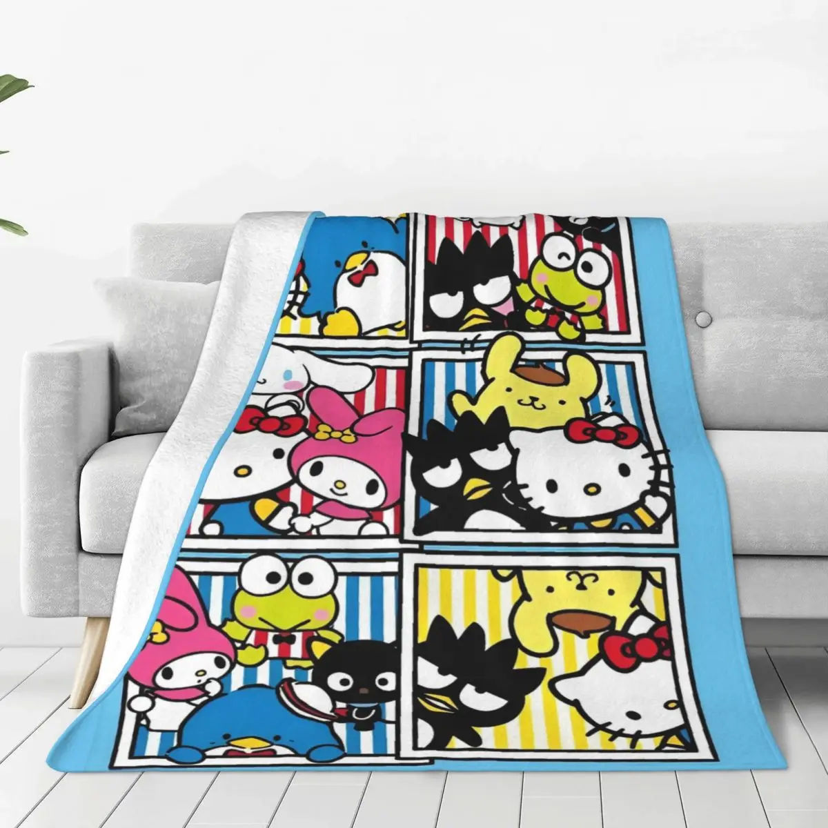 Милое одеяло с рисунком Bad Badtz Maru качественное супер теплое Sanrio зимнее детское