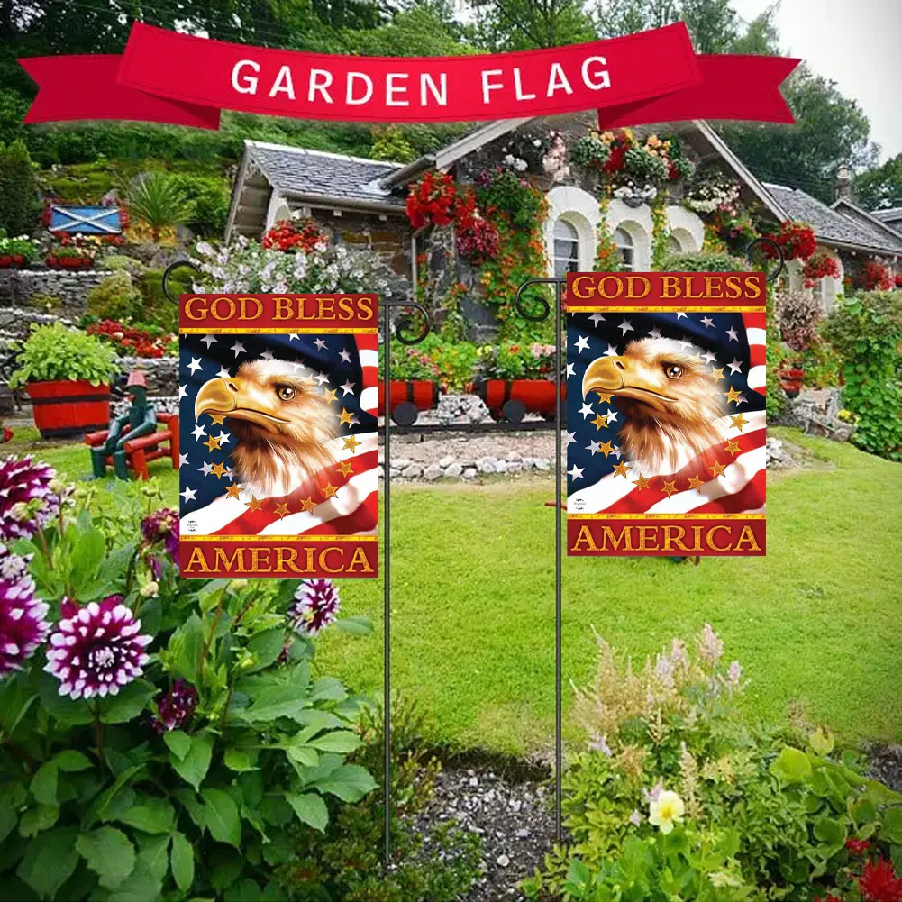

God Bless America Eagle Garden Flag Patriotic 47*32 cm Hanging Double Sided Digital Printing Garden Decor American Flag Decor