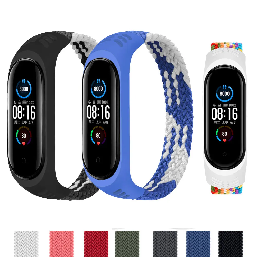 

Ремешок для часов Xiaomi Mi Band 3 4 5 6, нейлоновый эластичный браслет для наручных часов, аксессуары для смарт-часов Mi Band4 Band5 Band6