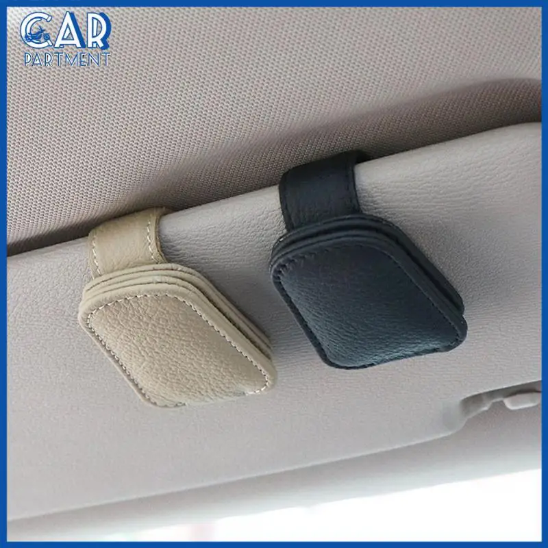

Universal Car Sun Visor Glasses Holder Genuine Leather Glasses Ticket Document Holder Magnetic Glasses Storage Clip
