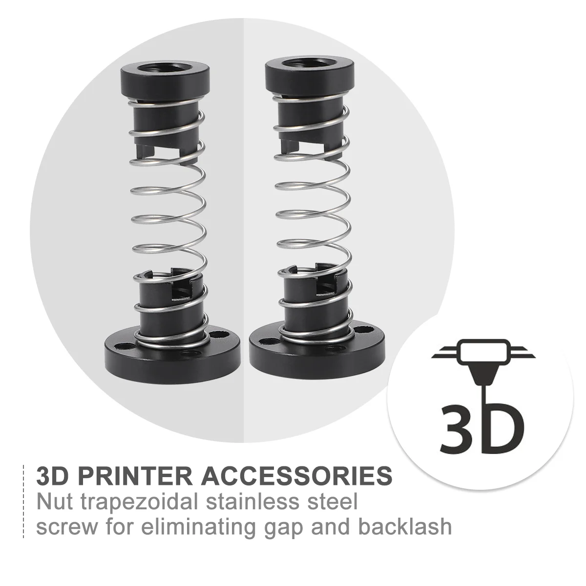 

2pcs T8 Screw Sturdy Durable Black Metal Accessories Copper Nut for 3D