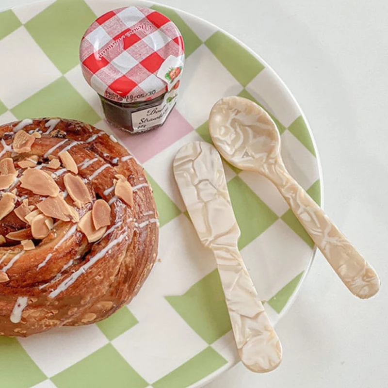 

French Dessert Spoon Jam Butter Knife Tableware Plastic Lovely Tableware Cute Spoon And Fork Set Home Kitchen Wedding Birthday