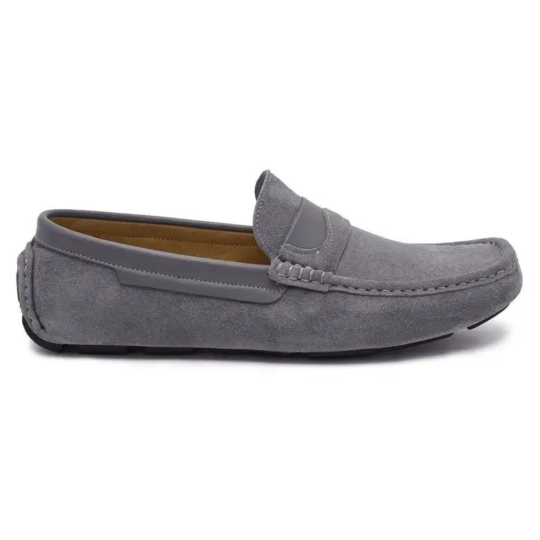 

Spiaggia Men's Suede Casual Shoes GRAY Genuine Leather Outdoor Walking Breathable High Quality Laceups Slipons Luxury