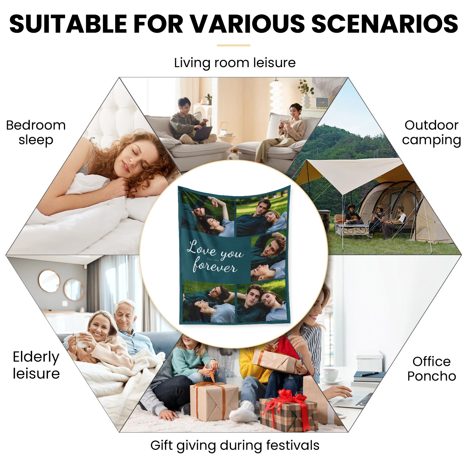 Уникальное фланелевое одеяло ко Дню святого Валентина с пятью индивидуальными