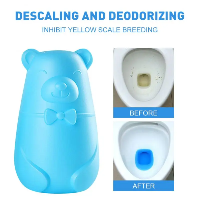 

Cute Bear Blue Bubble Toilet Cleaner Magic Automatic Flush Toilet Cleaner Helper Blue Bubble Cleaning Deodorizes For Bathroom