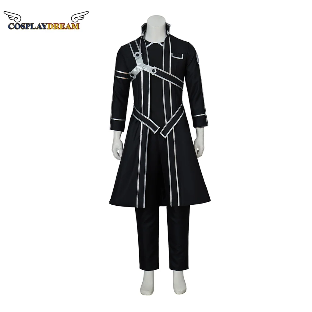 

Anime Sword Art Online Kirito Cosplay Costume Adult Men Kirito Leather Cosplay Costume black uniform suit