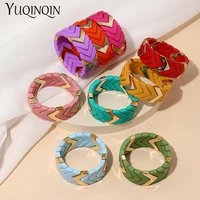 fashion colorful resin wide bracelets for women bohemian adjustable chain bracelets bangles charms multicolor jewelry elastic