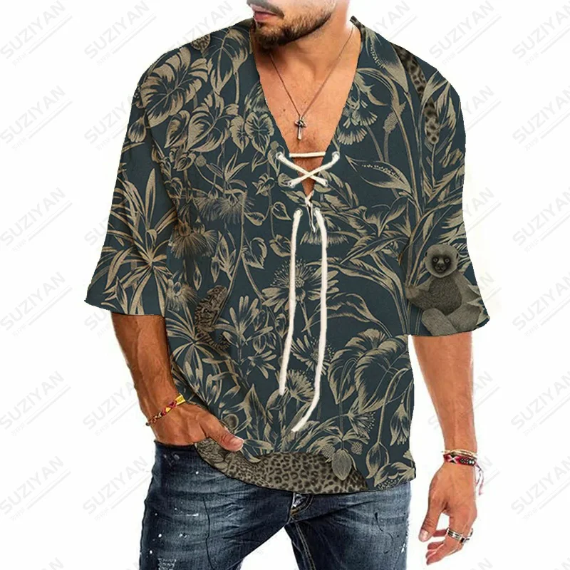 

Elegant Luxury Shipping 3D Printing Free Gulf Stand Collar Summer For Men Street Mens Clothes Men Clothing Half Sleeve