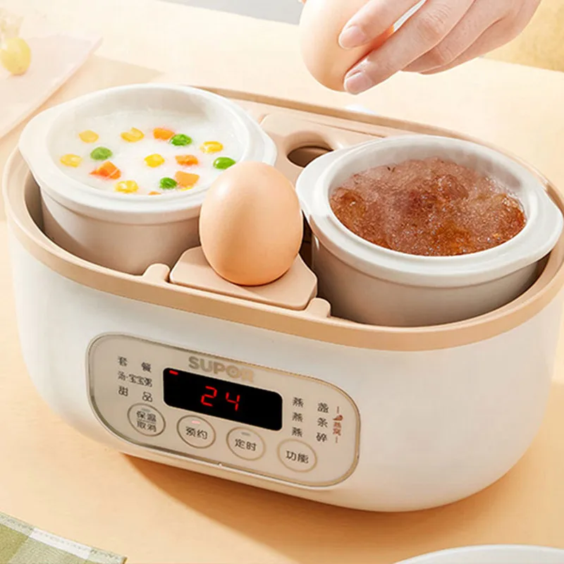 Multi-function Electric Cooker For Steamed Eggs And Porridge, Built In 2, Portable Lunch Box, Electric Cooker For Home Appliance