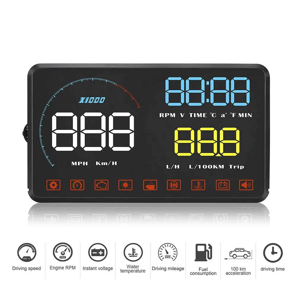 

A9 Car HUD Head Up Display OBD2 EUOBD GPS MPH/KM Over Speed Warning Eliminate Fault Code Freely Switch Between Kilometers&miles