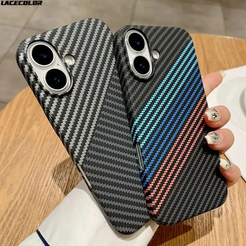 For Magsafe Carbon Fiber Texture Matte Case iPhone 16 15 14 Plus 13 12 11 Pro Max Magnetic Wireless Charging Hard PC Cover