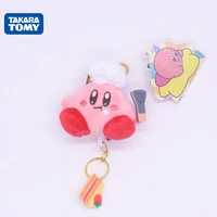 sanrio kirby kawaii keychain about 6cm cross dressing mini telescopic key chain small plush pendant gifts for friends childrens