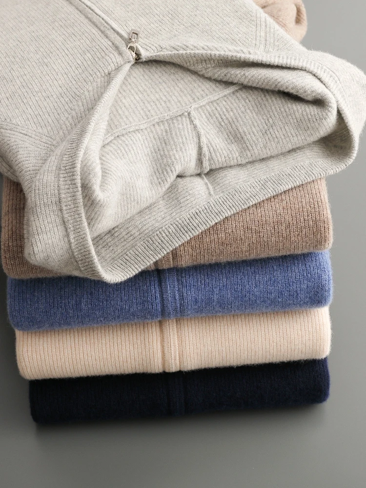 ANGEL мужской свитер с капюшоном из 100% мериносовой шерсти кардиган на молнии пальто