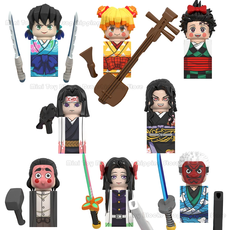 

WM6162 WM6163 WM6138 Demon Slayer Daki Giyuutarou Douma Kibutsuji Muzan Anime Blocks Mini Action Toy Figures Assemble Kids Gifts