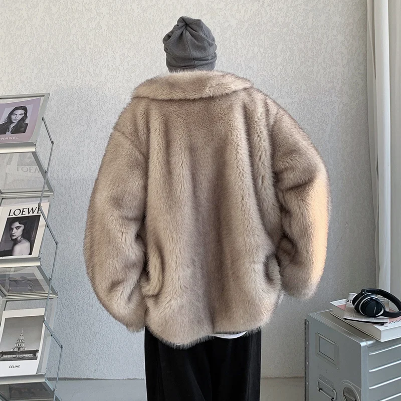 Winter Jacket Men Warm Fashion Oversize Thickened Cardigan Coat Men Korean Loose Thick Plush Short Coat Mens Parker Clothes