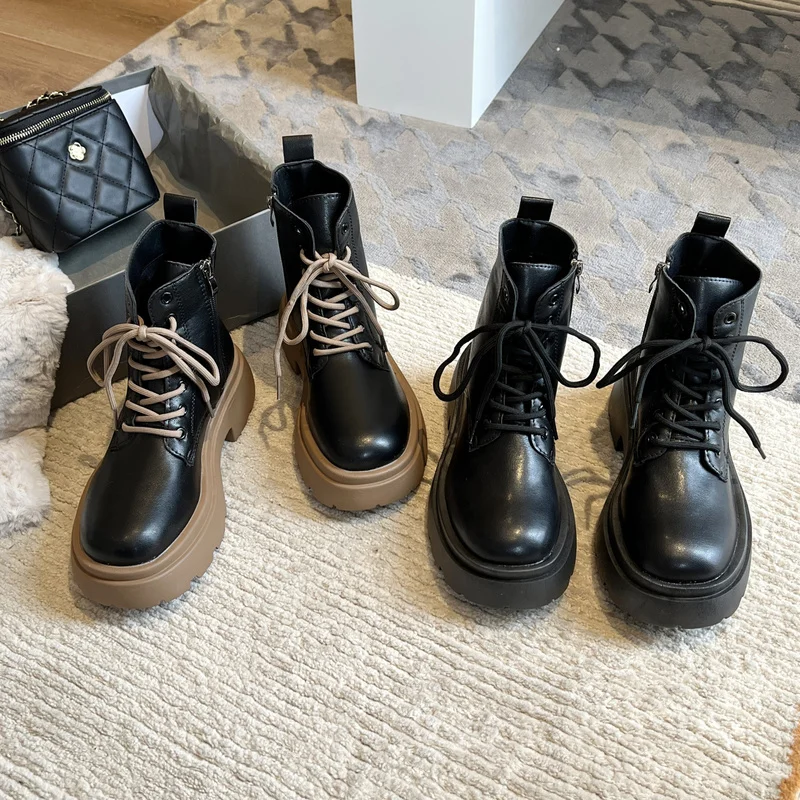Vrouwen Laarzen Winter Herfst Mode Vrouwen Korte Laarzen Britse Stijl Dikke  Zolen Vrouwen Motorlaarzen Platform Shoes 2022 New | АлиЭкспресс