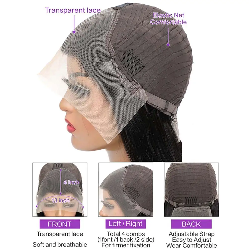 Ulrica Bugundy Цветные объемные волны Парики из натуральных волос на кружеве для женщин