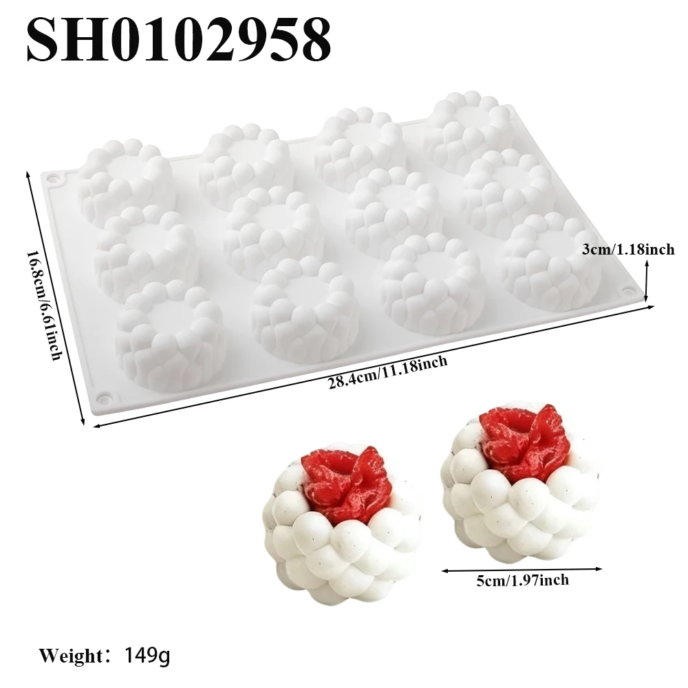 

Форма для выпечки Meibum силиконовая 12 ячеек пузырьки