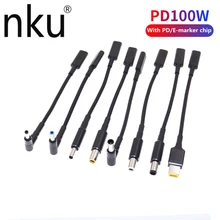 Nku 100W USB Type-C to DC Male Plug Converter PD 100W Laptop Power Charger Supply Cable Connector for Hp Acer Samsung Lenovo