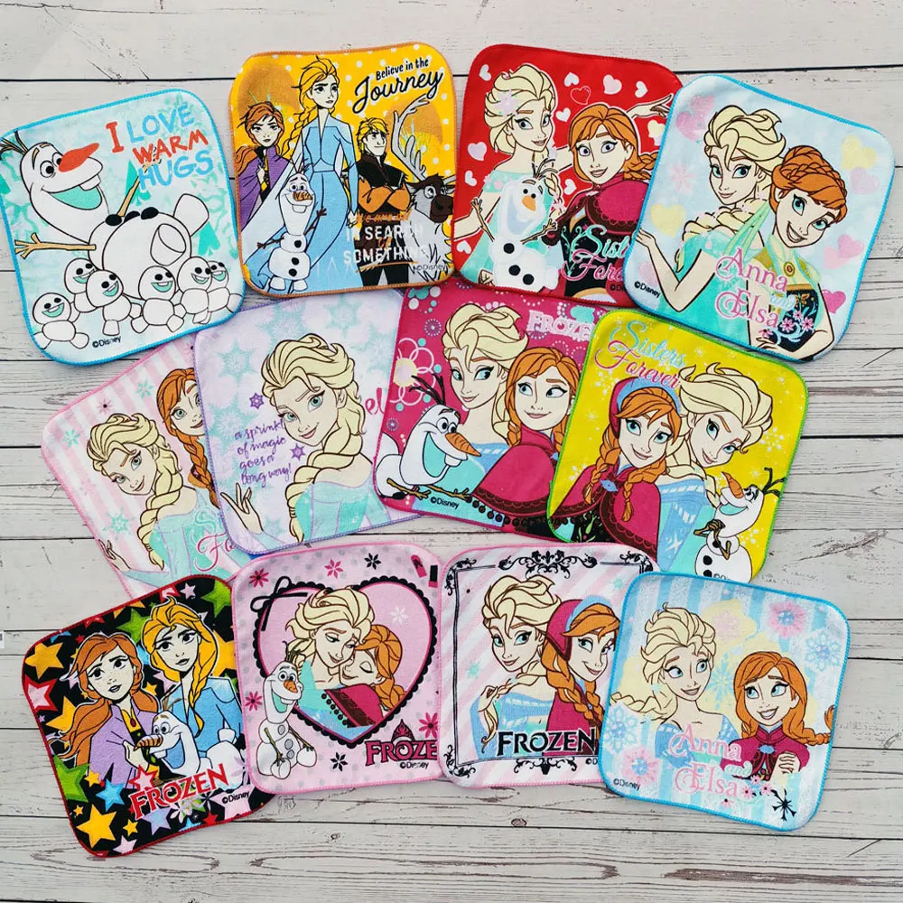 

Disney Towel Children's Cartoon Small Square Scarf Frozen Elsa Anna Princess Romance Anna Olaf Girl Boy Hand Towel 20x20cm